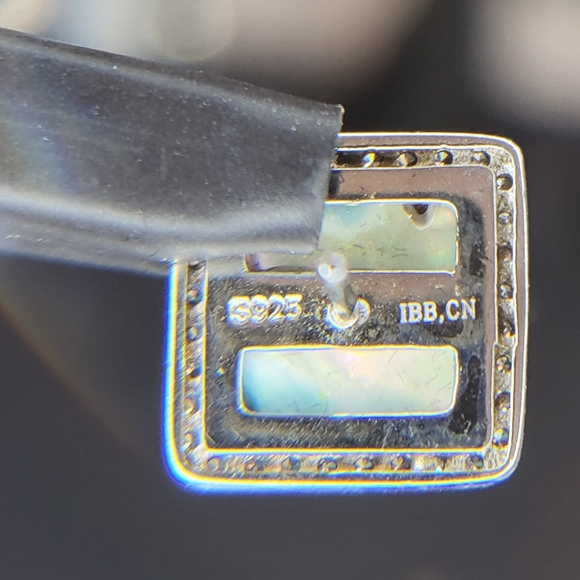 Abalone Shell CZ Sterling Silver earrings - Picture 4 of 5